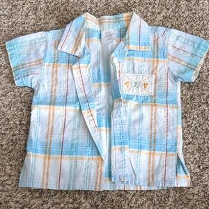 Lilly Pulitzer Kids Pastel Plaid Button Down Shirt- Tag Says M Fits Like 18-24 M